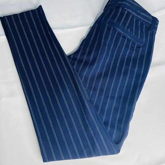 Gap Sz 4 Slim City Coupe Urbane Etroite Pants Navy Blue Stripped Stretch 0763 - Picture 2 of 12
